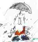 kalle steht im Regen: singing in the rain